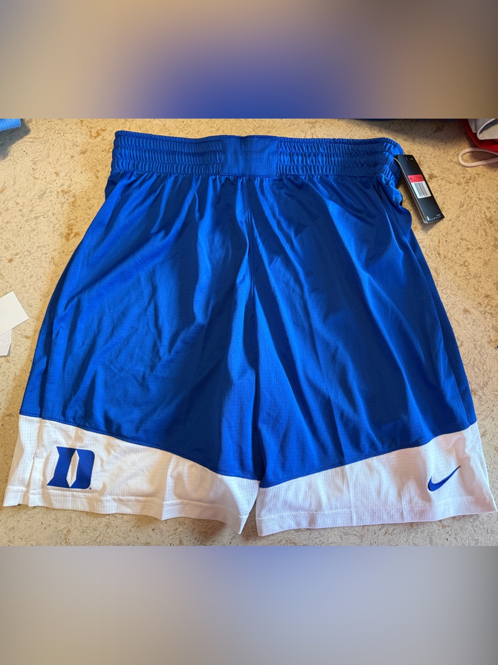Nike Women's Royal Blue and White Athletic Shorts